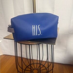 Rae Dunn Blue 'HIS' Toiletry Bag